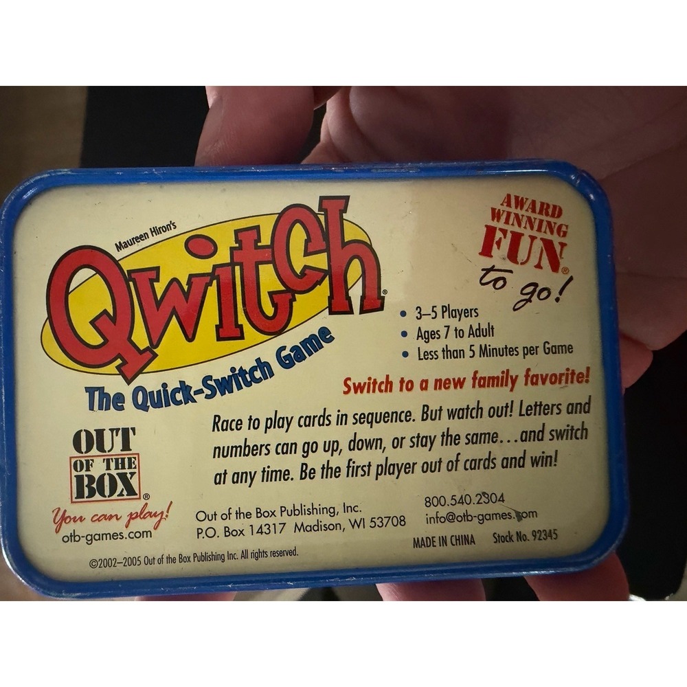 Vintage 2002 Qwitch card game playing‎ cards in metal tin box